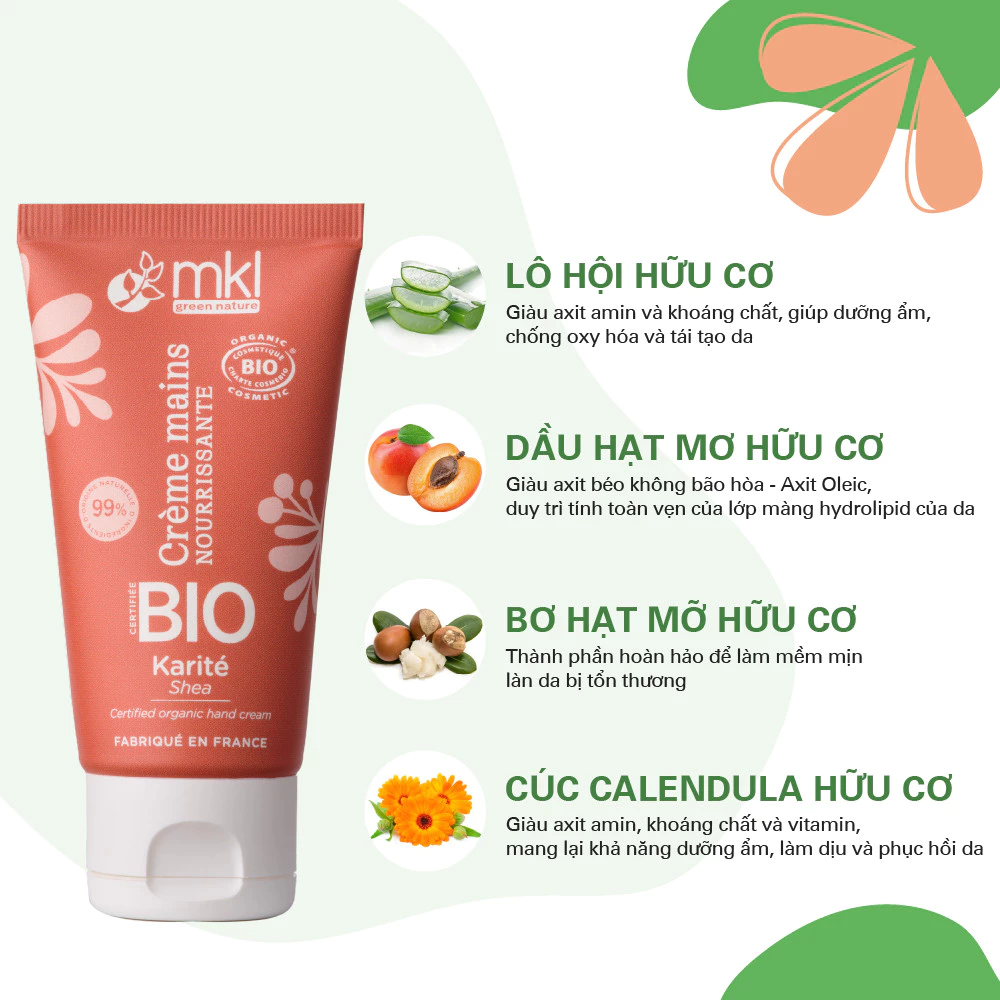 Kem Dưỡng Tay MKL Certified Organic Hand Cream Shea 50ml - Daisan Mart