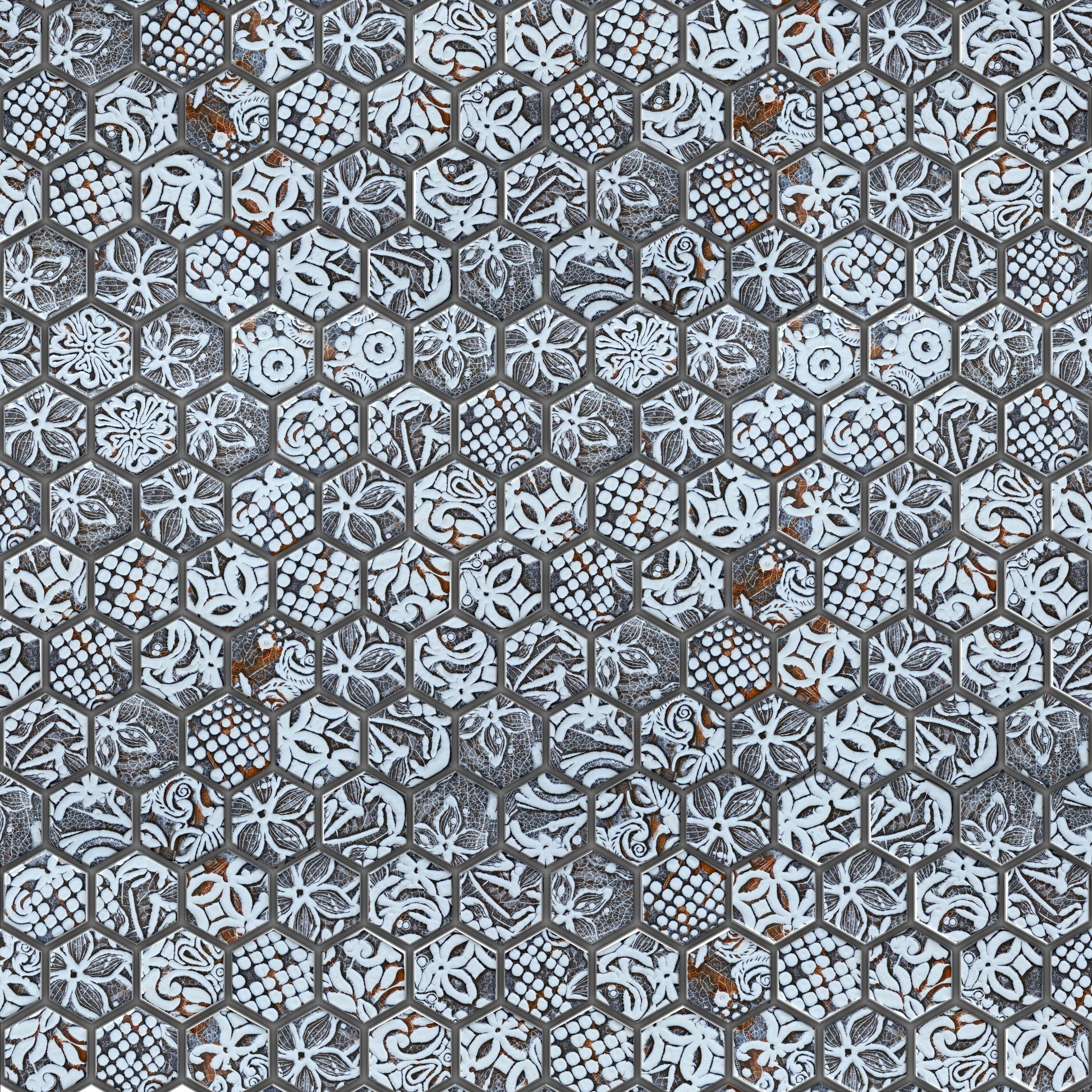 Mosaic lục giác hoa văn 5159HD51131P - Daisan Mart