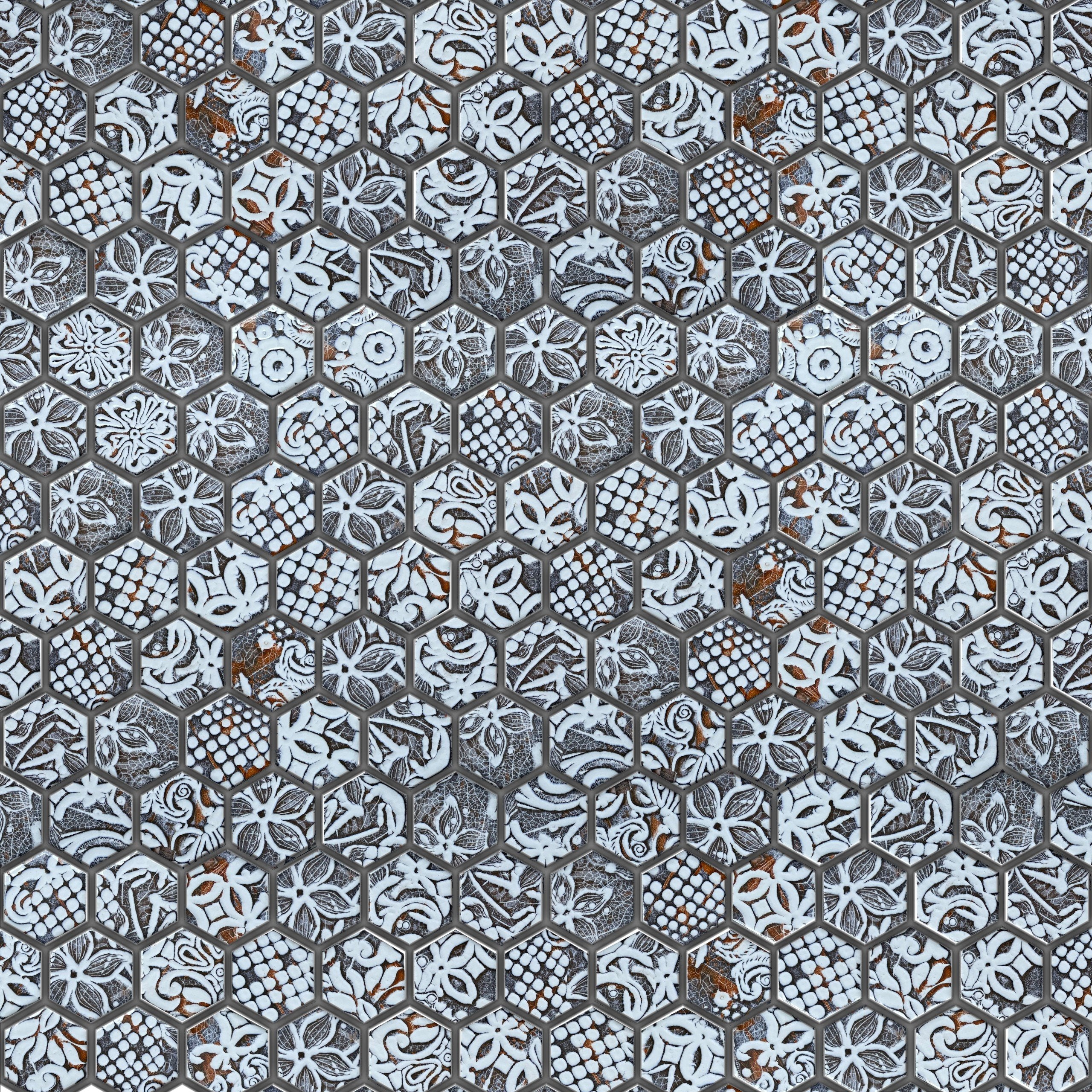 Mosaic lục giác hoa văn 5159HD51131P - Daisan Mart