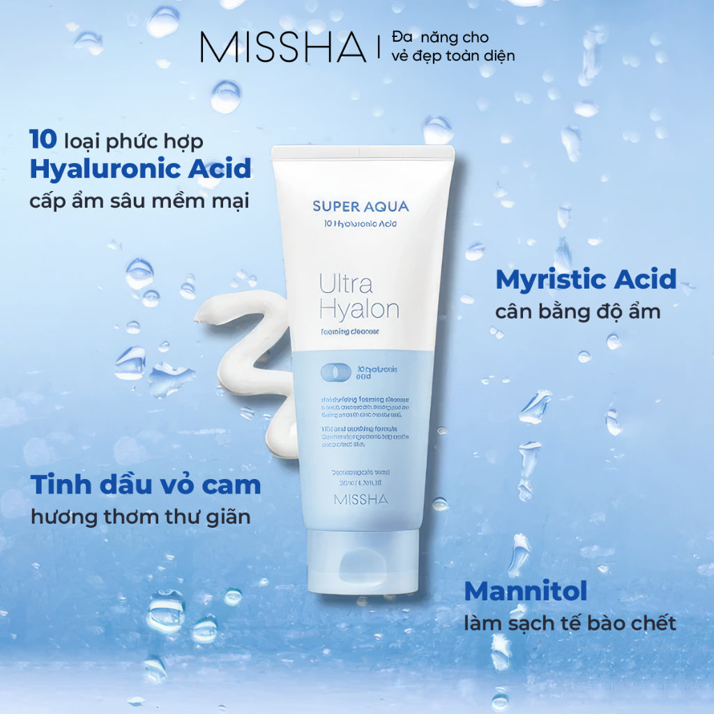 Sữa Rửa Mặt Missha Super Aqua Ultra Hyalron Foaming Cleanser 200ml
