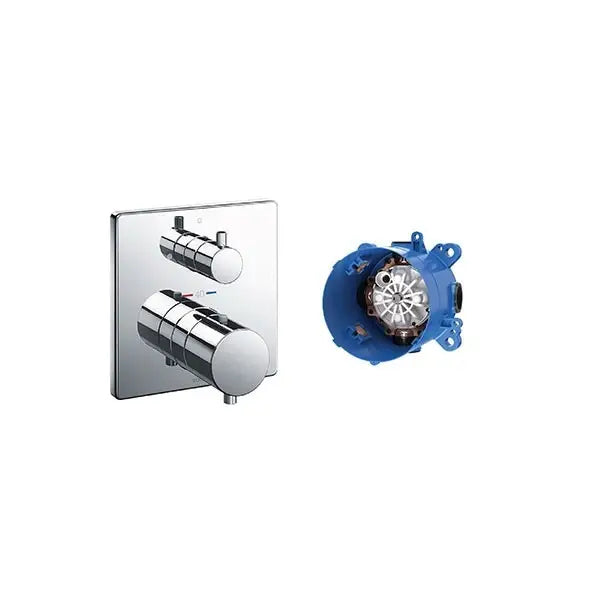 Temperature control valve with stop valve and wall-mounted accessories TBV02403B_TBN01001B