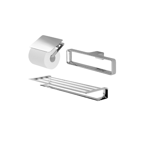 Bộ 3 sản phẩm G: lô đựng giấy vệ sinh, vòng treo khăn & thanh vắt khăn 2 tầng YS902N3V - Daisan Mart