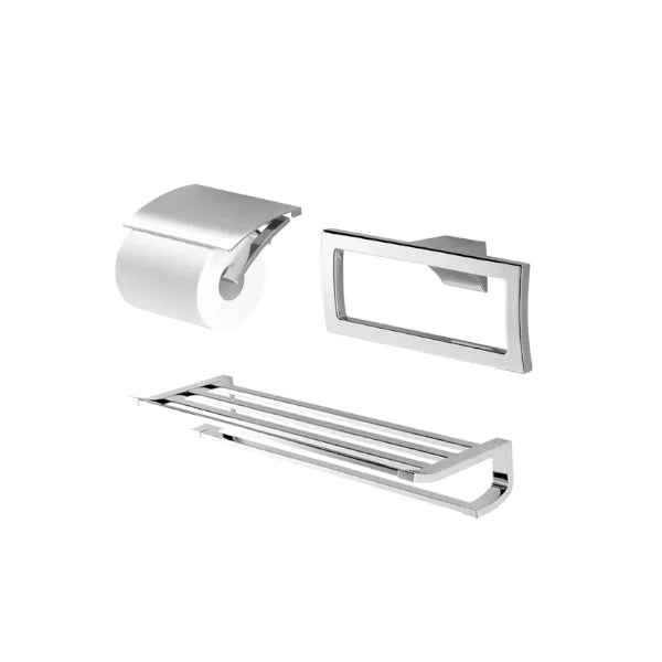 Bộ 3 sản phẩm G: lô đựng giấy vệ sinh, vòng treo khăn & Thanh vắt khăn 2 tầng YS903N3V - Daisan Mart