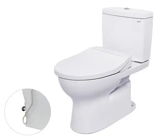 Bàn cầu toilet hai khối, nắp đóng êm kèm vòi rửa nước lạnh TCW07S CS320DRE2W - Daisan Mart