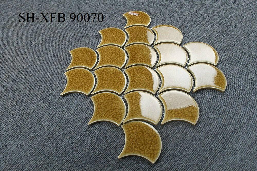 Cracked Glaze Fish Scale Mosaic Tile 90070