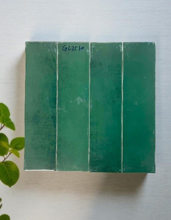 Vietnamese tile, glossy green, size 75x300 mm, GL7530, Type 1 (1 box/ 50 tiles/ 1.125m2)
