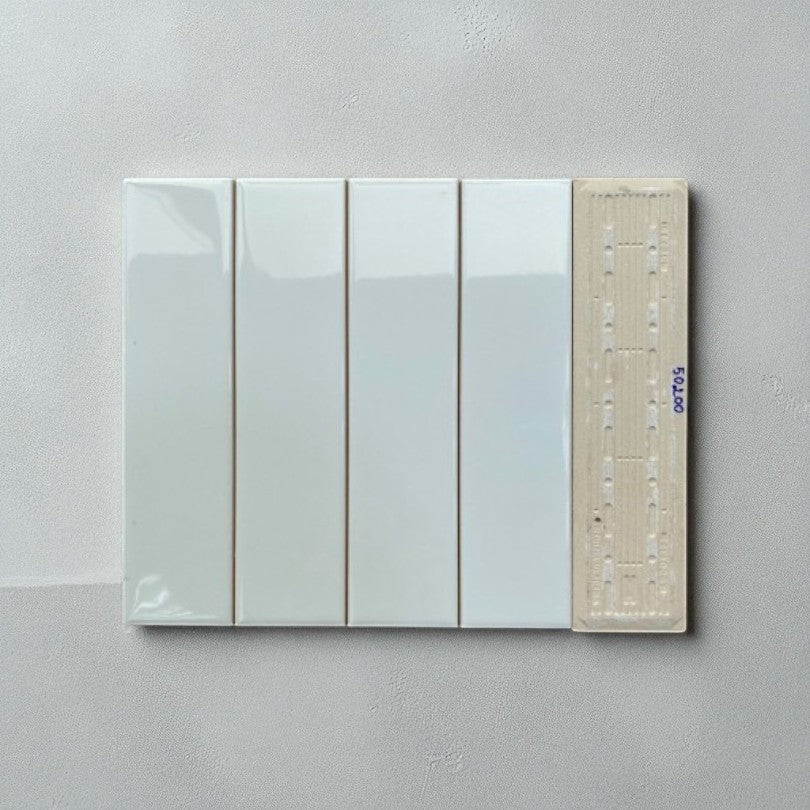 Vietnamese tile, Flat glossy white, size 50x200 mm, PSTA50200, Goods (1 box/ 100 pieces/ 1m2)