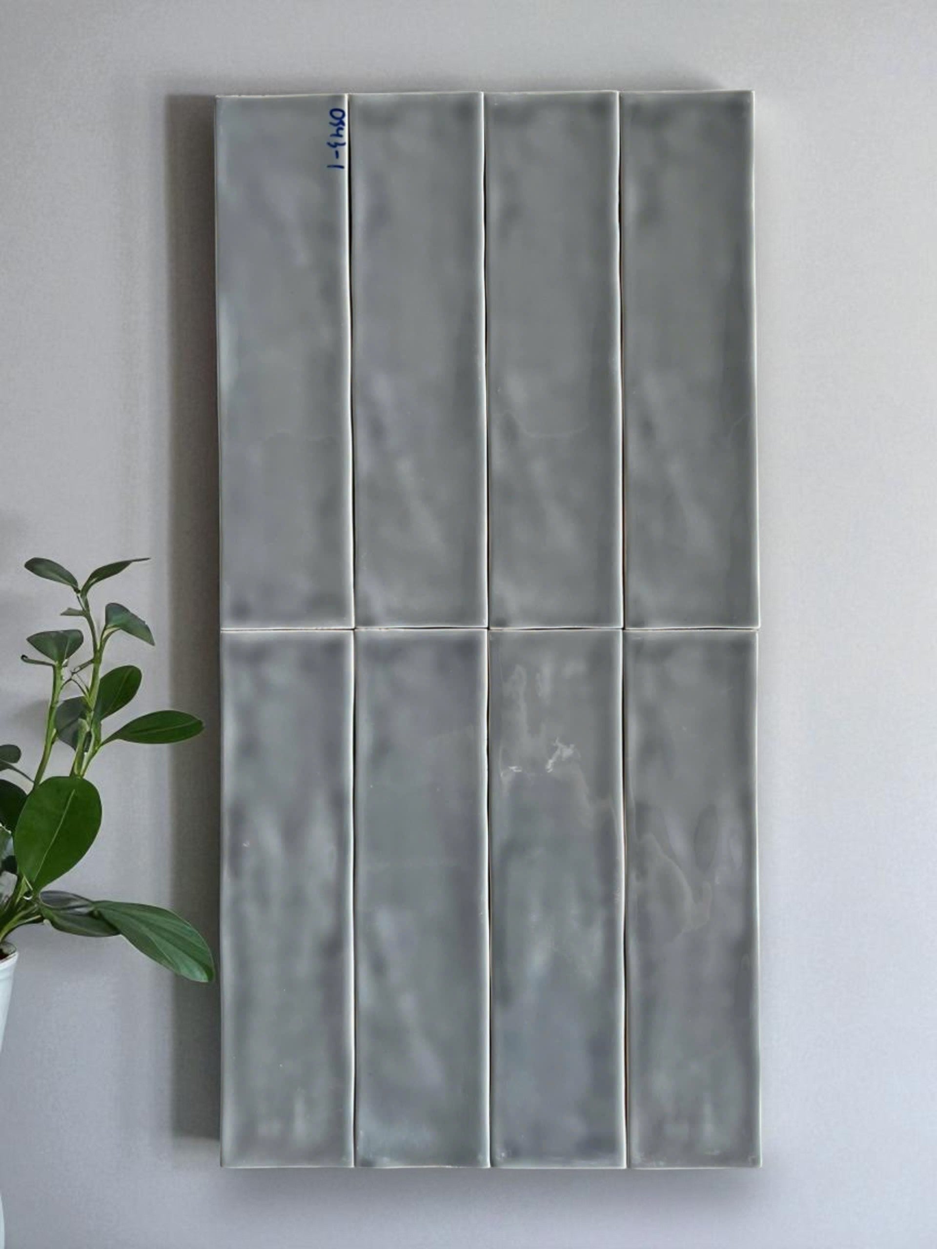 Vietnamese tile, glossy gray, size 75*300 mm, 0378-0, Type 1 (1 box/ 50 tiles/ 1.125m2)