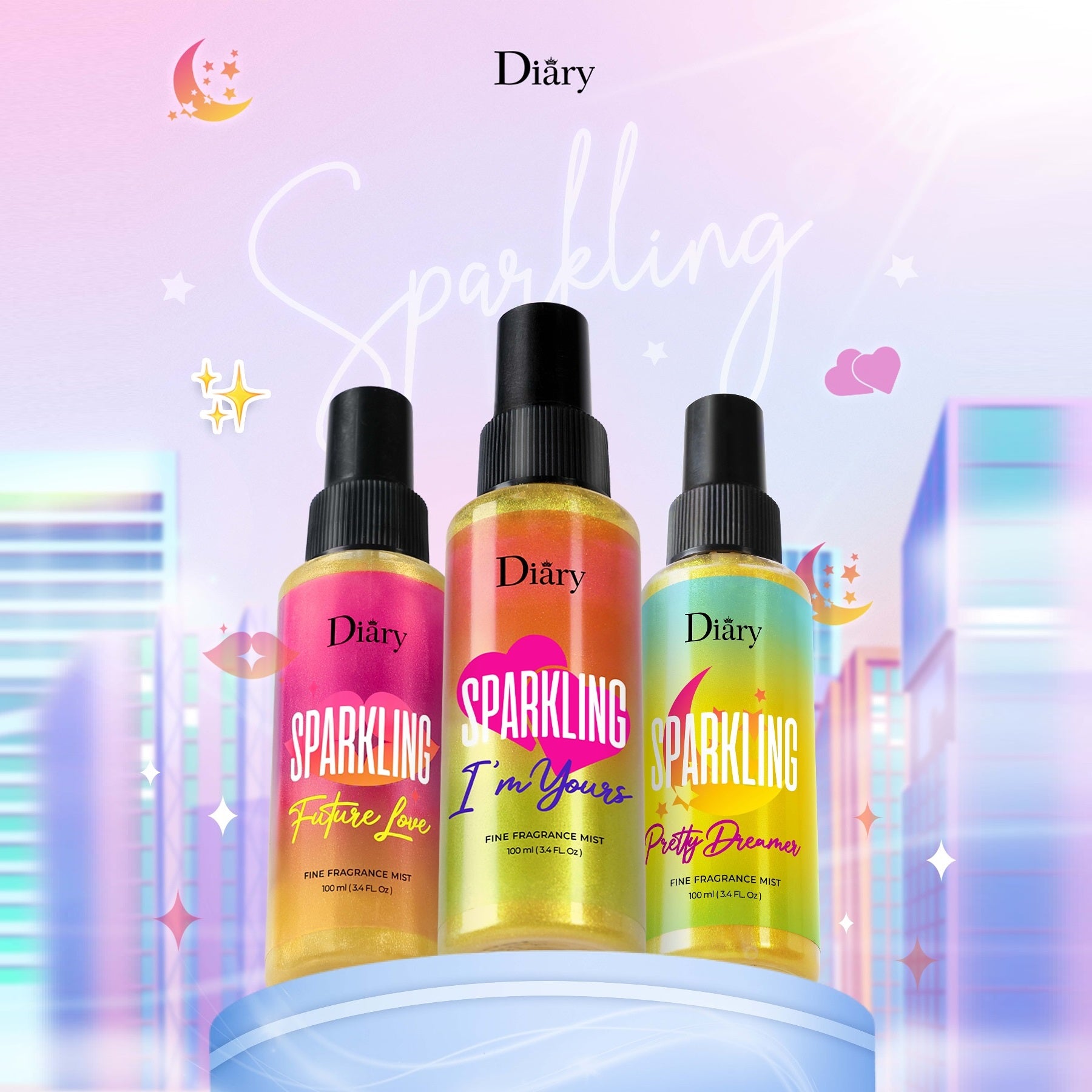 Xịt Thơm Cơ Thể Ánh Nhũ Diary Sparkling Eau De Perfume 100ml - Daisan Mart